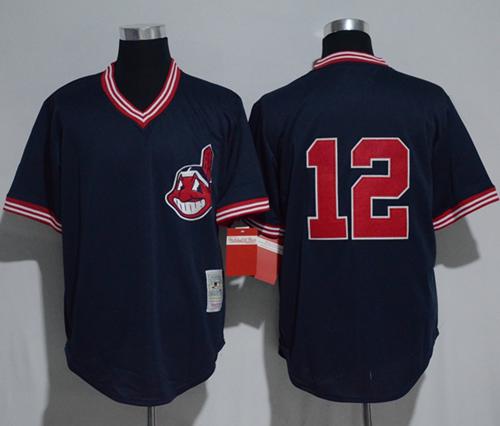 Mitchell And Ness Indians #12 Francisco Lindor Navy Blue Throwback Stitched MLB Jersey